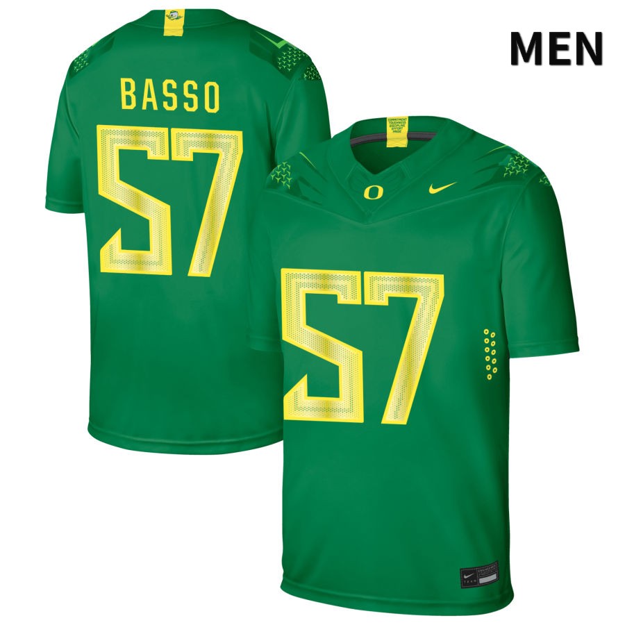 Oregon Ducks Men's #57 Luke Basso Football College Authentic Green NIL 2022 Nike Jersey FEK27O1L